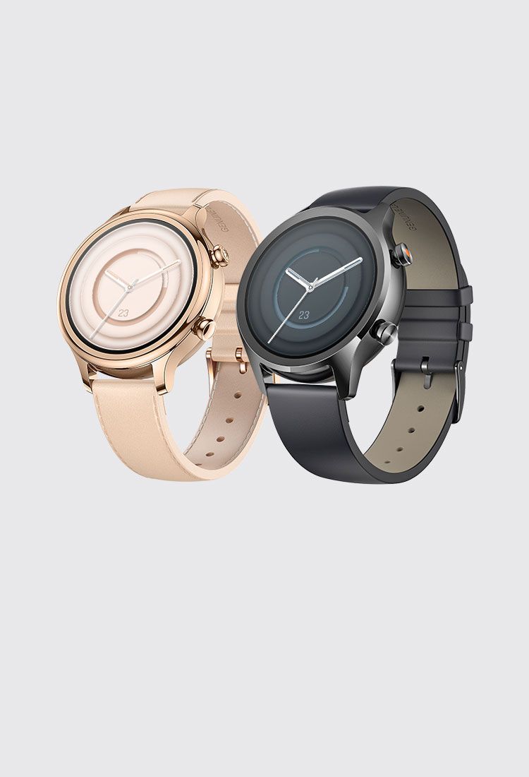 tickwatches in rose gold and black on grey background