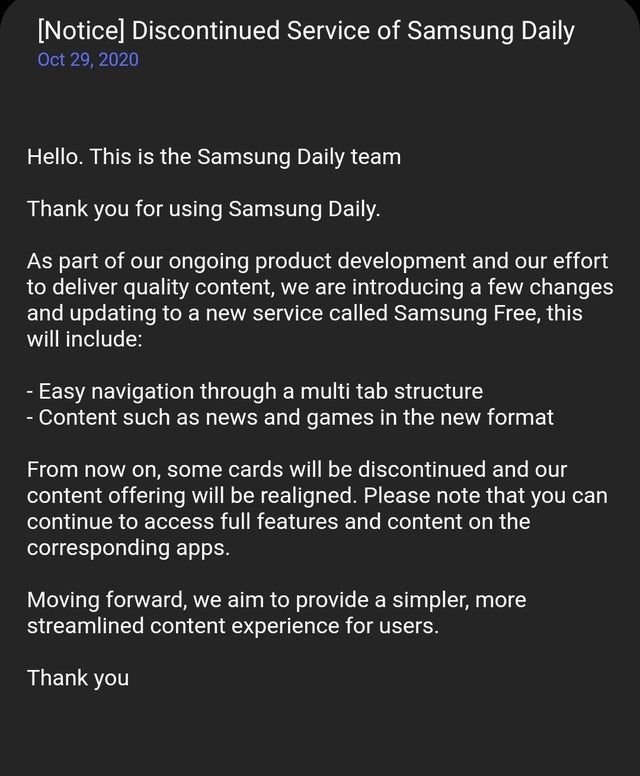 Samsung Free update