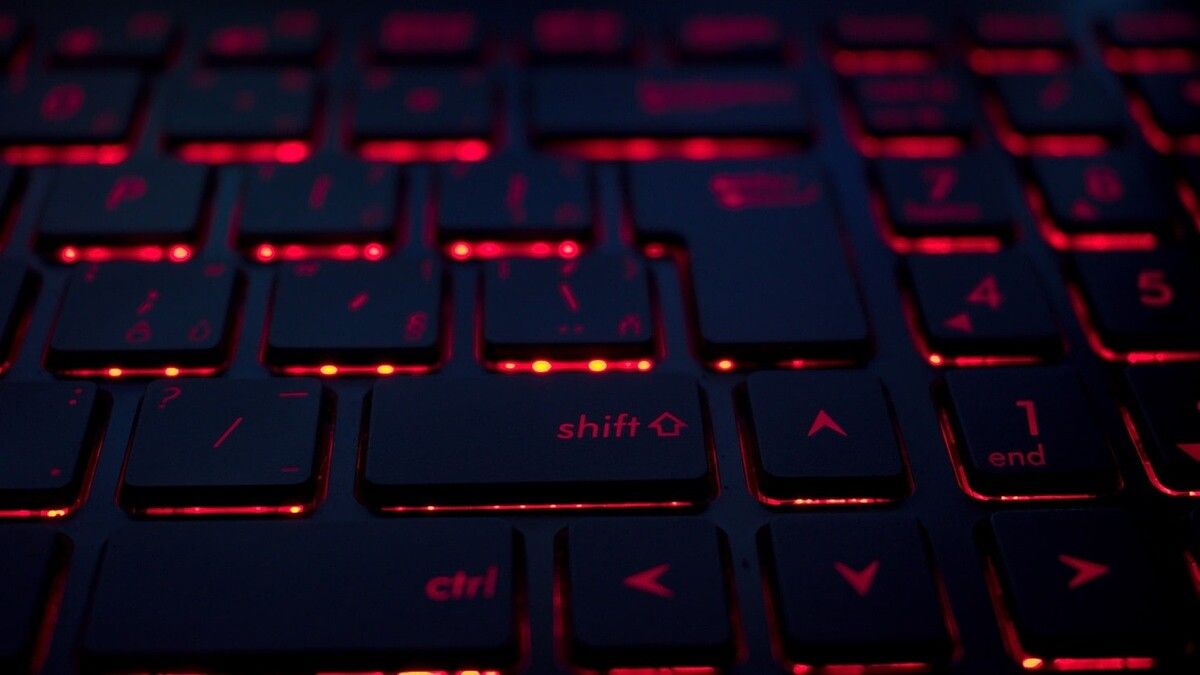 unsplash stock photo keyboard with red RGB lights