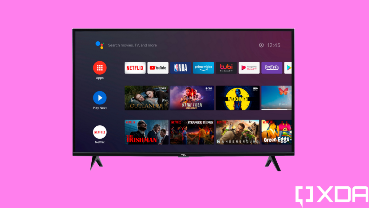TCL Android TV on pink packground with XDA logo