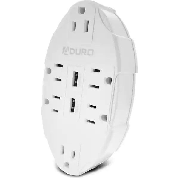 Get all your devices plugged in without having to deal with a power strip! The Aduro 6-port, 2-USB surge protector will plug into your outlet nice and flat, making it a great choice for tighter areas. At Woot!, you can get free shipping if you're an Amazon Prime member!