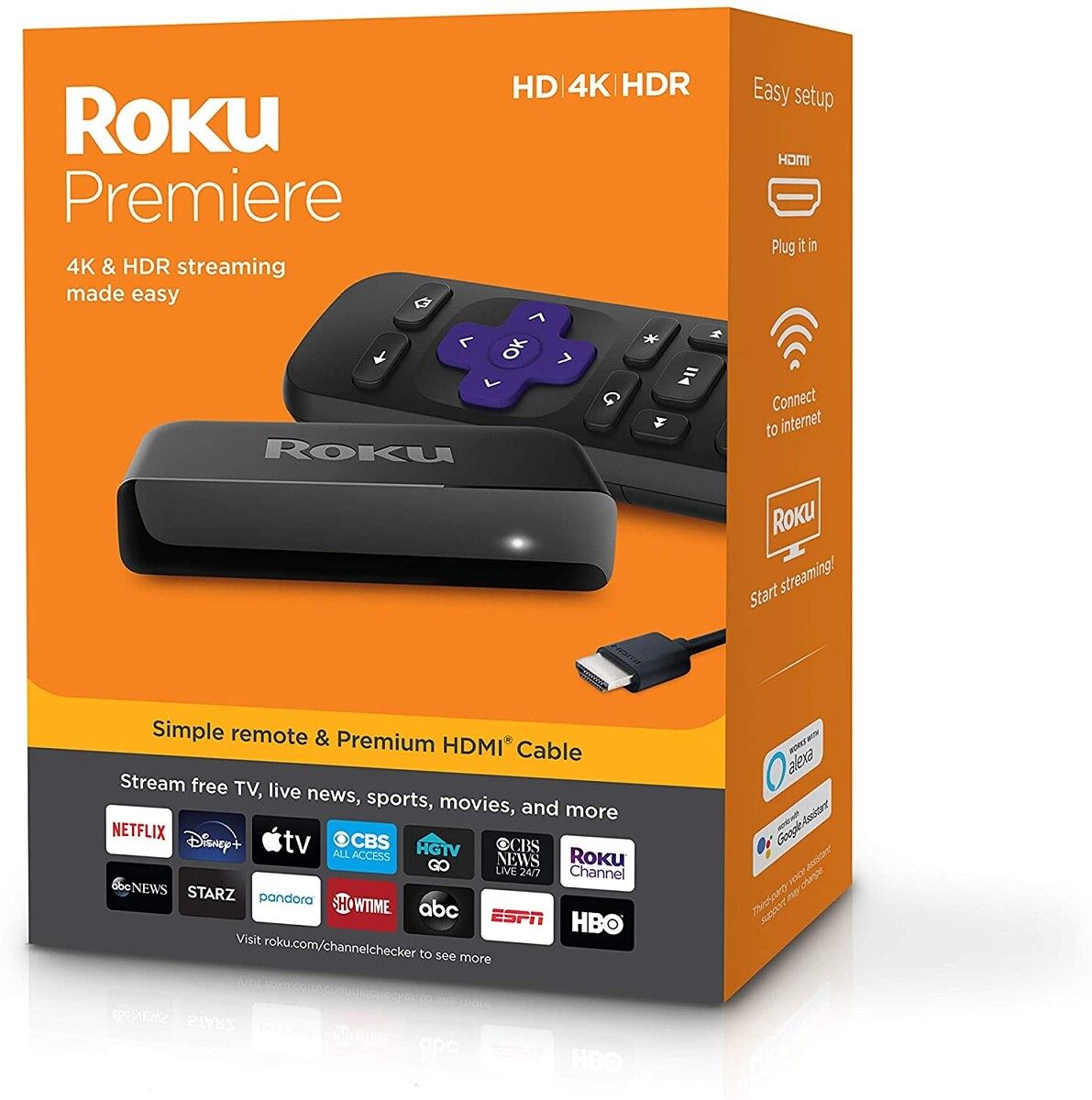 Roku Premiere is the simple way to start streaming in HD, 4K, and HDR picture quality.