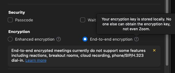 Zoom end-to-end encryption keys