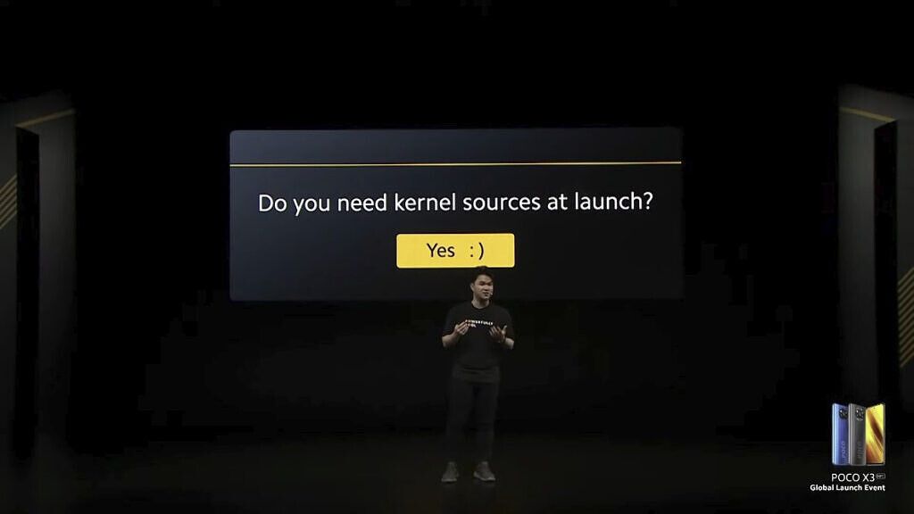 Presentation slide of POCO X3 NFC kernel source promise