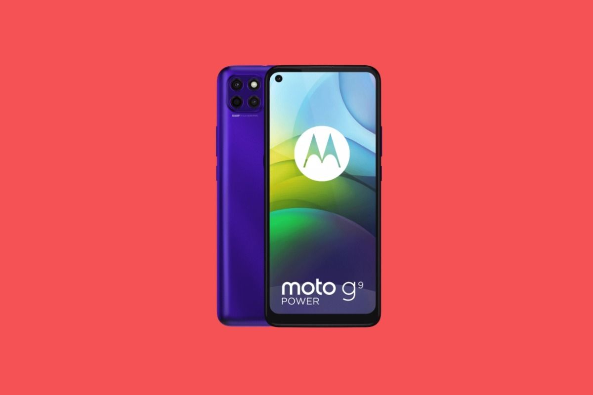 Moto G9 Power on red background