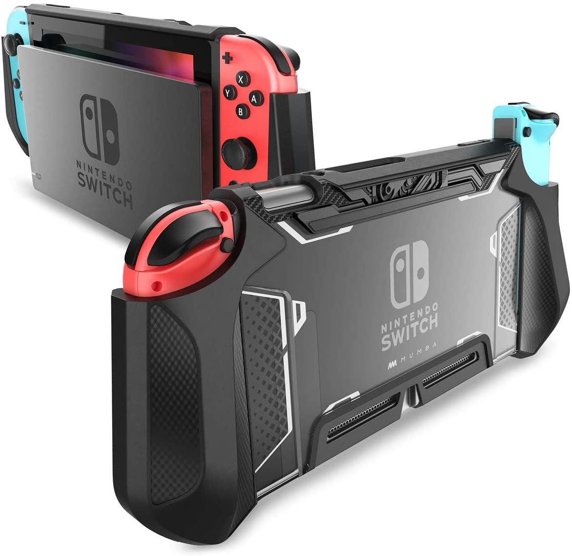 If you're looking for a case that works seamlessly with your Switch dock, the Mumba dockable case is perfect for you. Available in five different colors, this case provides bulk where you hold it but also slides into the dock. You can even remove your Joy-Cons!
