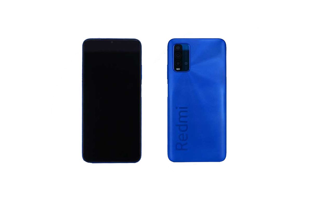 Blue Redmi Note 10 4G front and back on white background