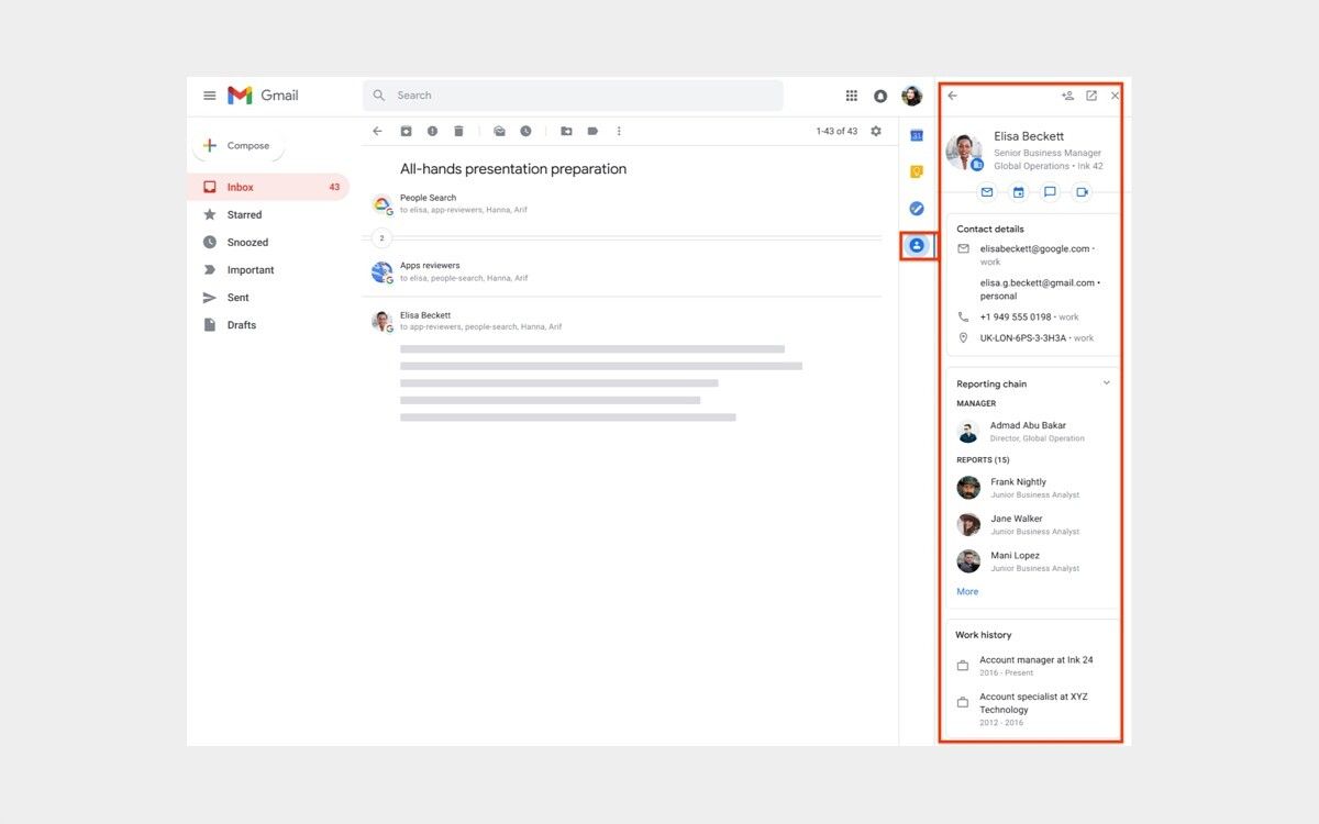 Google Contacts comes to the Gmail side panel for Workspace accounts