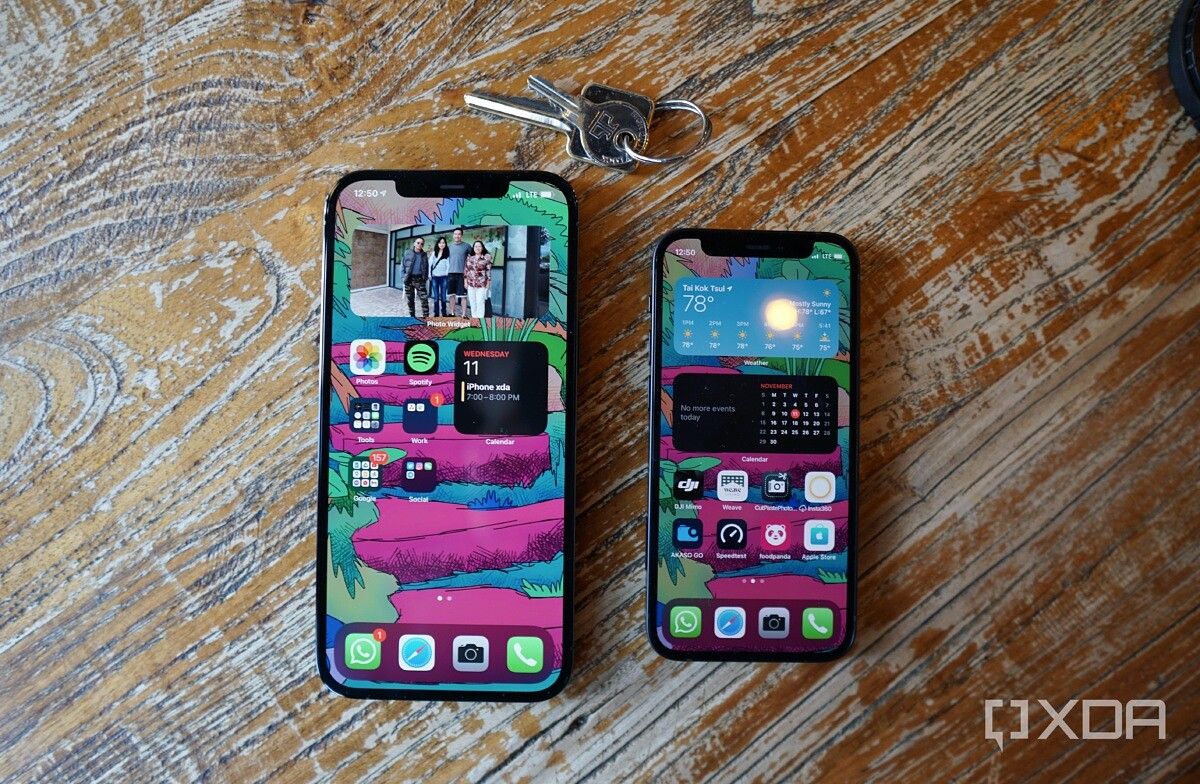 The iPhone 12 Mini next to the iPhone 12 Pro Max