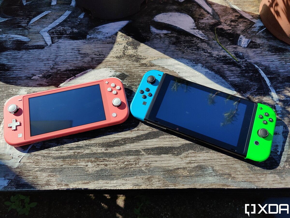 nintendo switch and switch lite, topside, outside