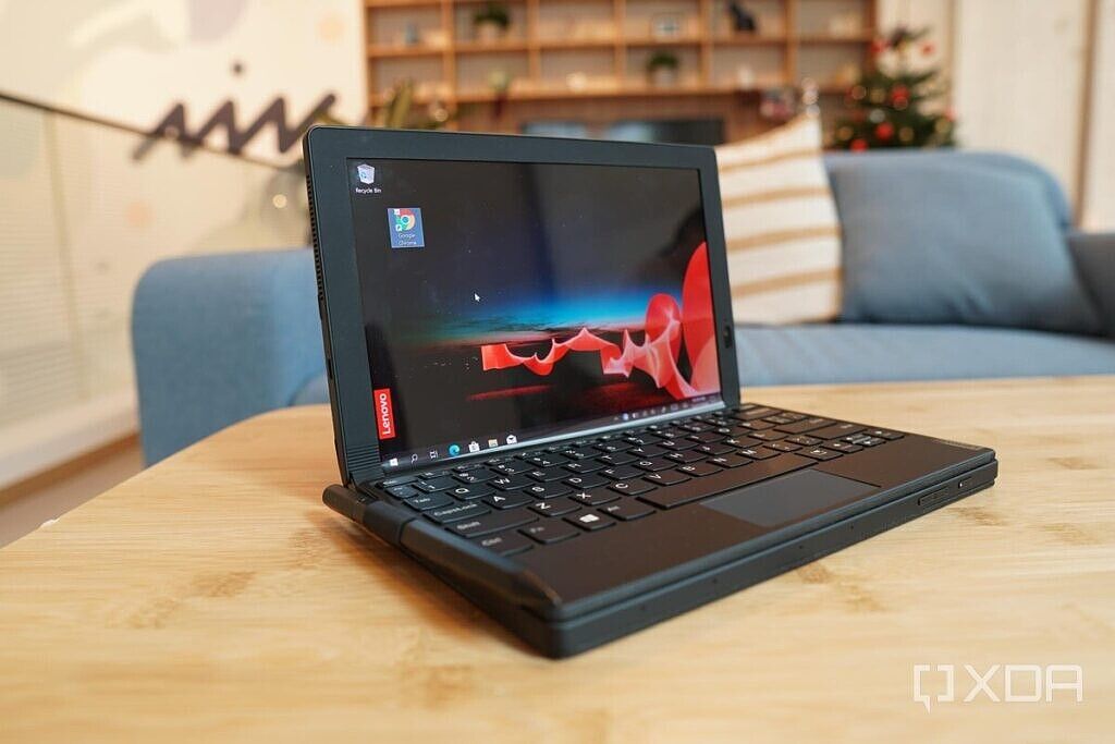 The original Lenovo ThinkPad X1 Fold Gen 1 in laptop mode