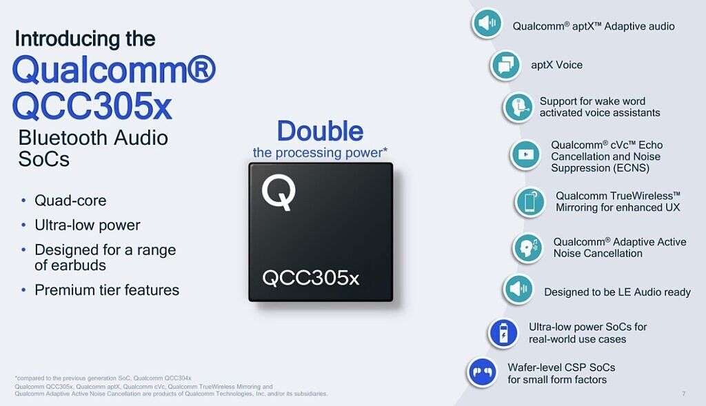 Qualcomm QCC305X Bluetooth SoCs features