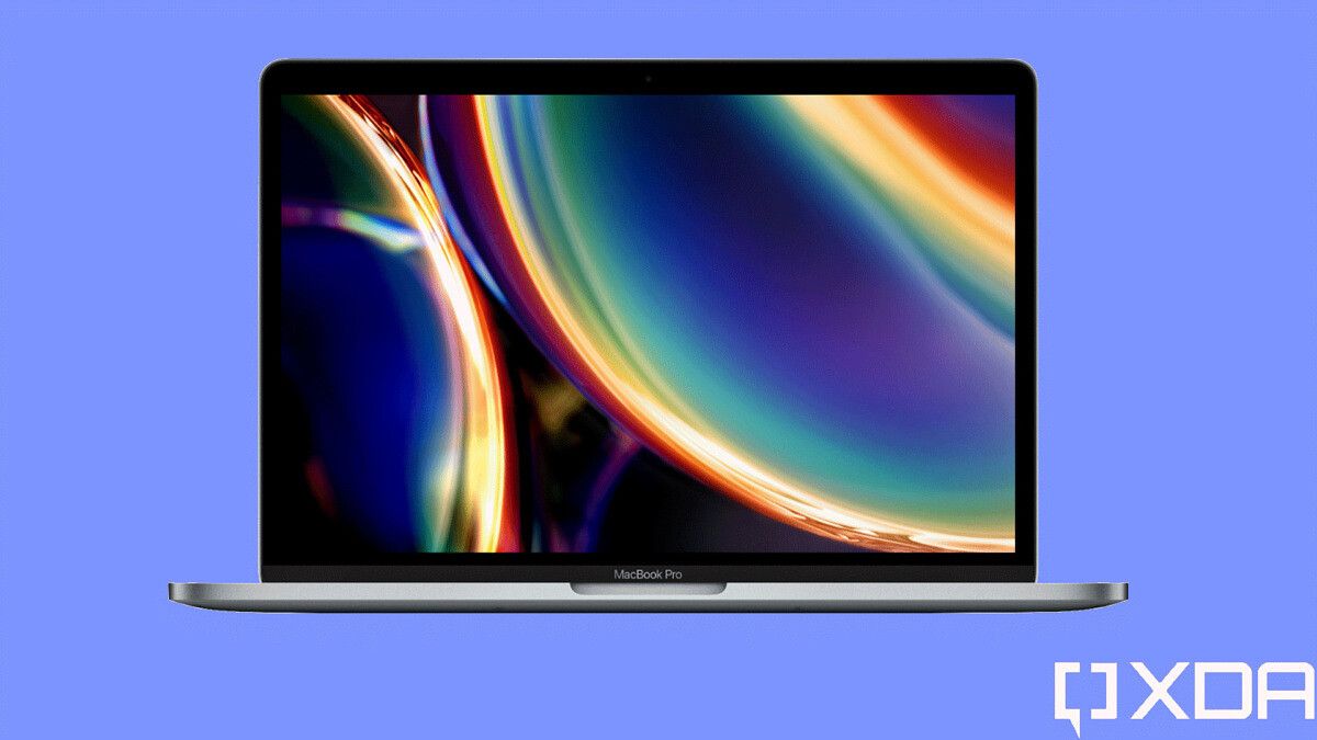 macbook pro 13-inch on blue background with xda logo