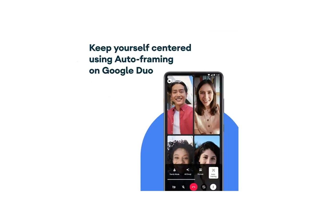 Google Duo auto-framing Galaxy S21