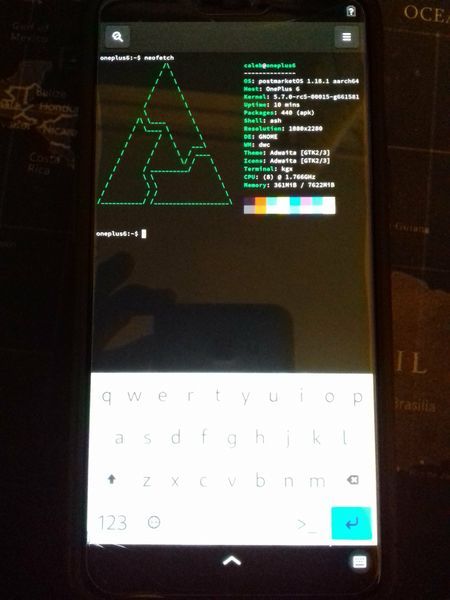 OnePlus 6 running postmarketOS Linux