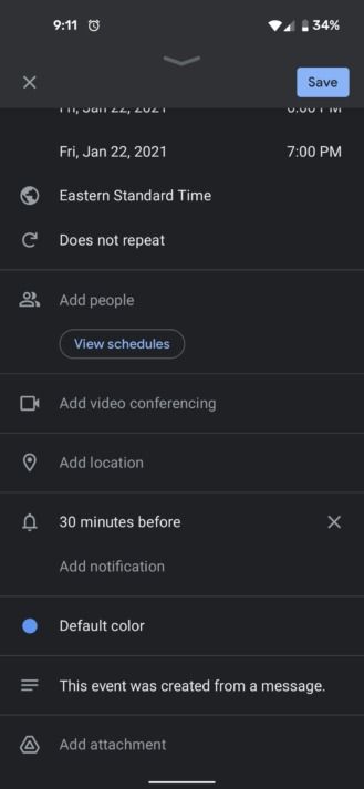 Google Messages can suggest adding a calendar event when texting