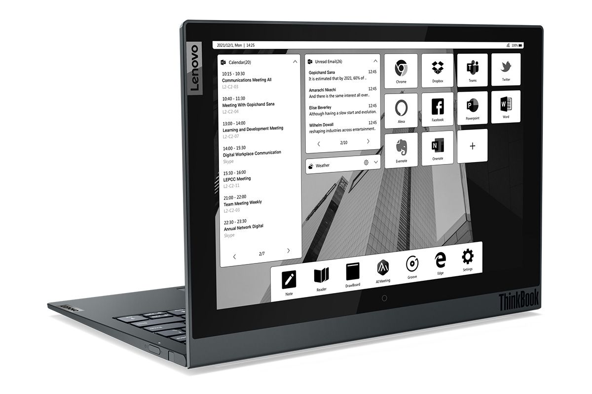 El ThinkBook Plus de Lenovo refina la idea de una computadora portátil con una pantalla E Ink en la tapa, con procesadores de 11.ª generación y más.