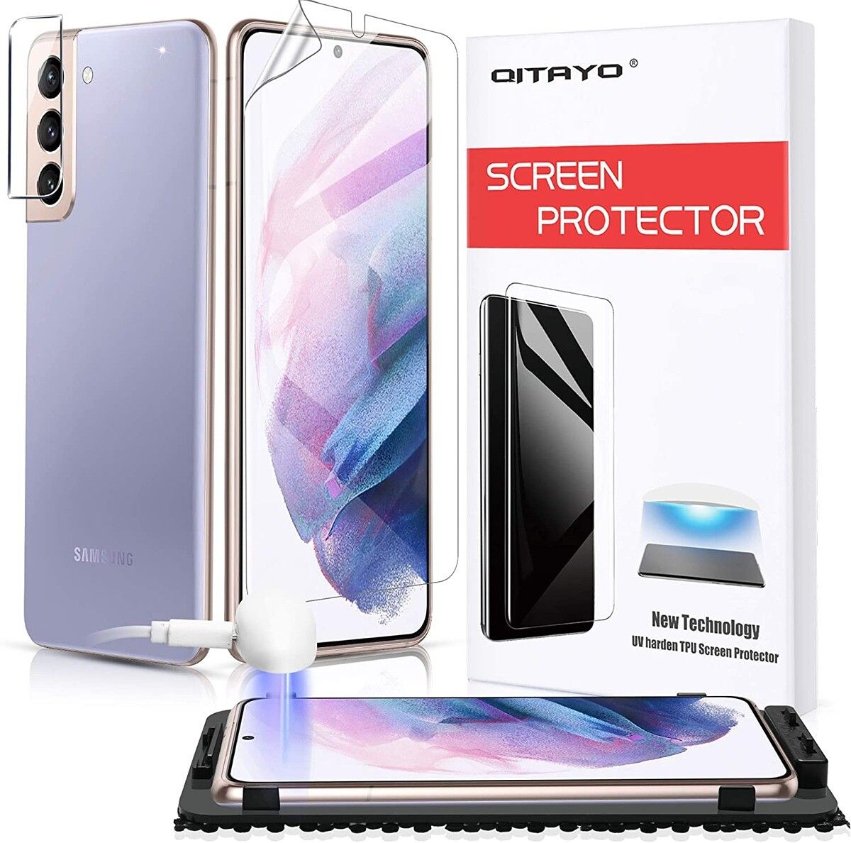 QITYAO's screen protector is a little bit unique! You have the protector harden with a UV light that's included in the box, so you'll get tough, superior protection without the hassle of a tempered glass application.