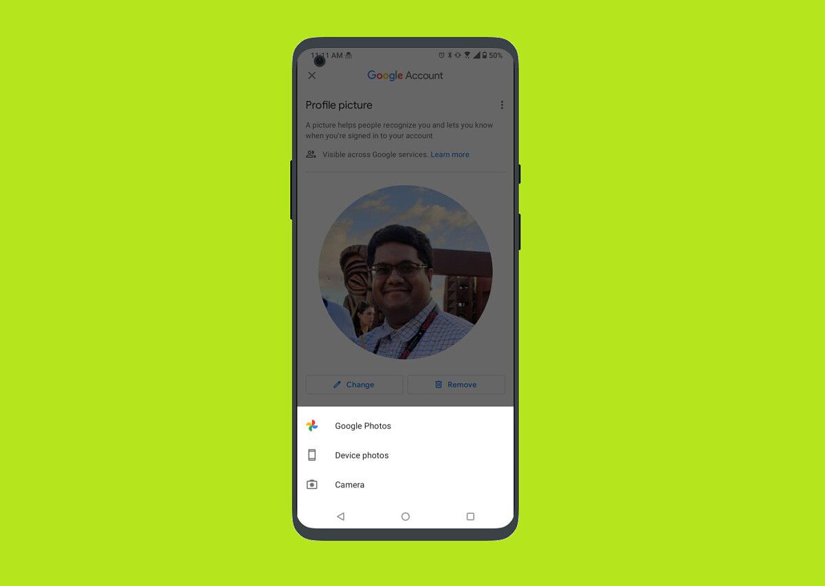 Google Contacts change profile photo