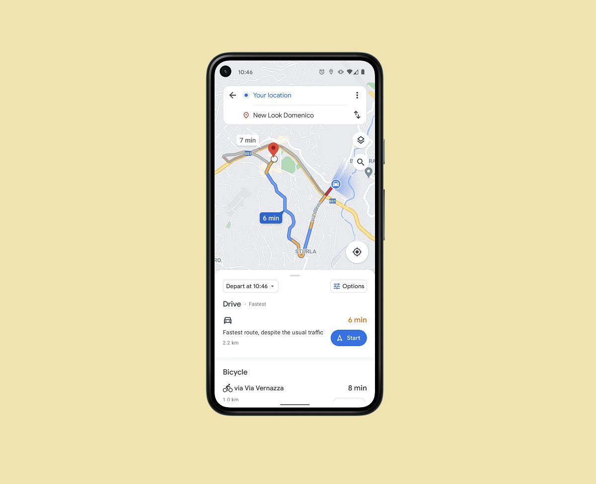 Google Maps new route UI