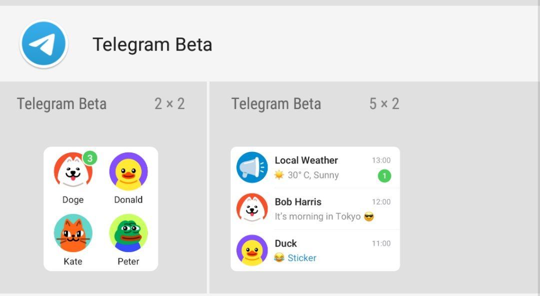 Telegram Android widgets