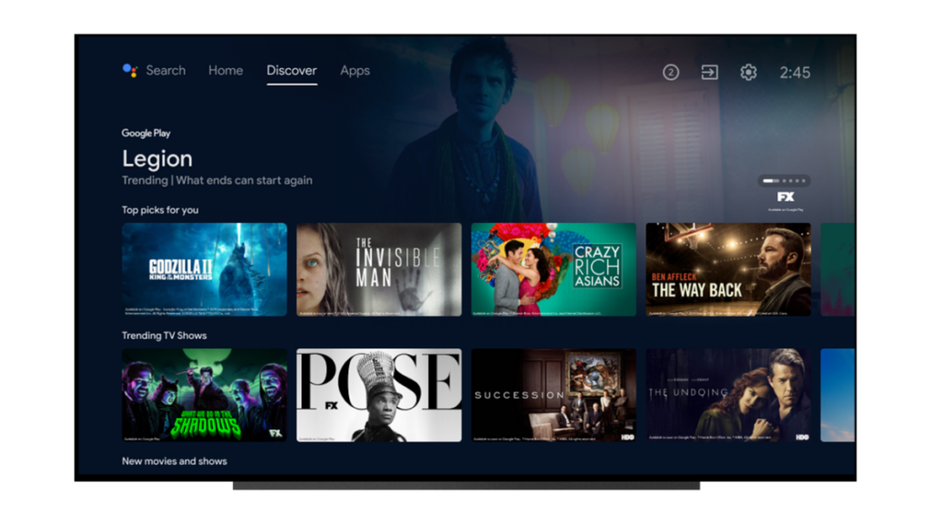 Discover tab on Android TV