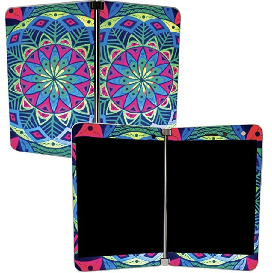 Want to add more color to your Surface Duo and protect it from scratches at the same time? Then you should check out the MightySkins Decal Cover. It's a soft vinyl cover that will protect the back glass panels and the screen bezels on the front of the Surface Duo. You can choose from a wide variety of patterns too.