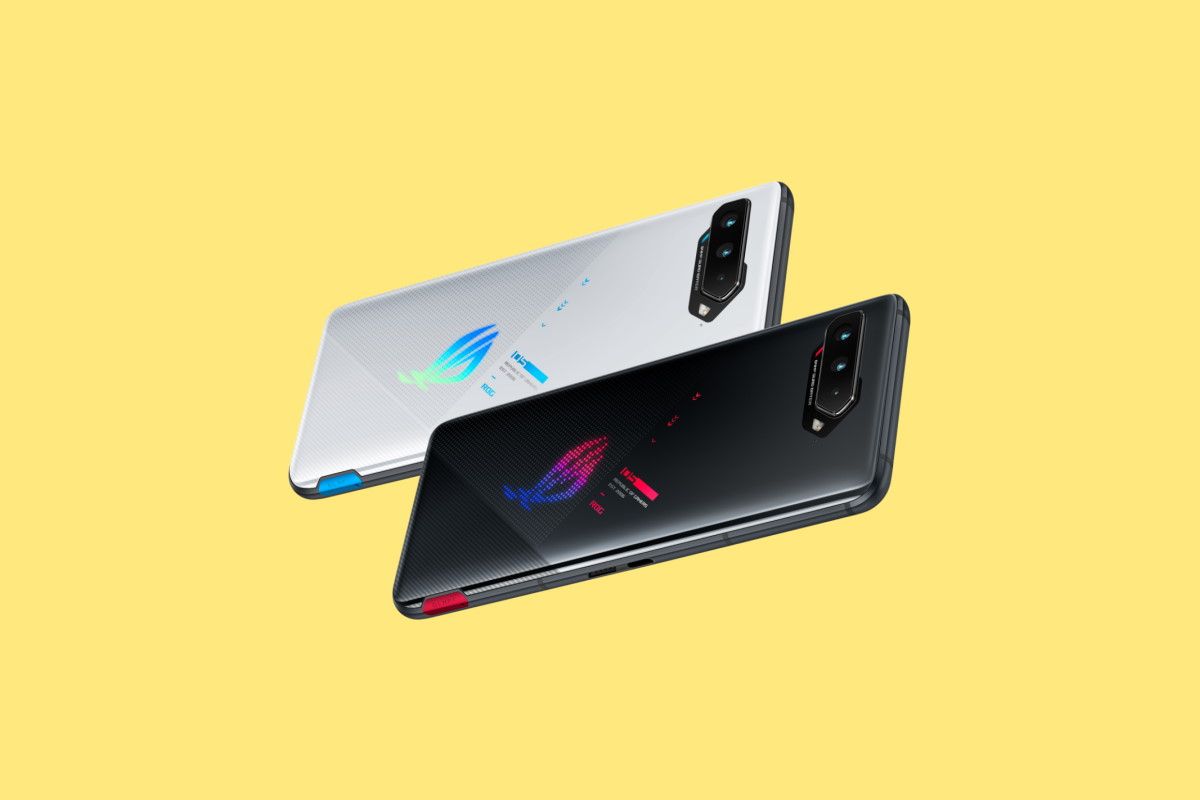 ASUS ROG Phone 5 on yellow background