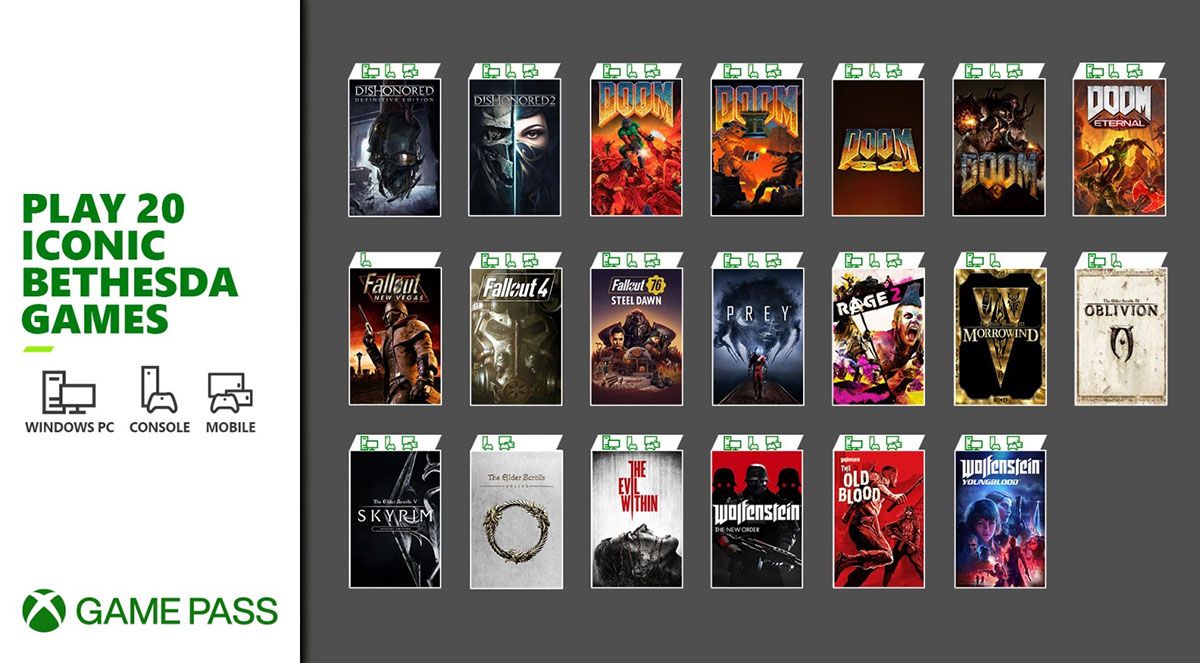 Bethesda Games on Xbox Game Pass