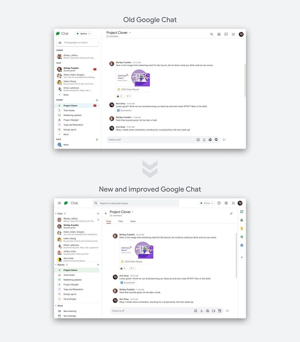 Google Chat new redesign for web