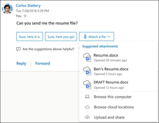 Suggested replies in Outlook for Windows