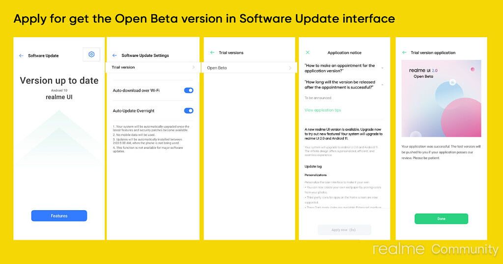 Realme UI 2.0 apply open beta