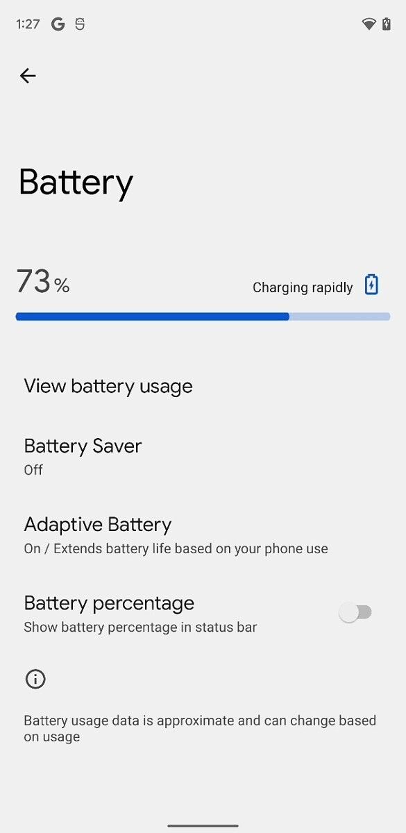 Android 12 DP3 battery progress bar