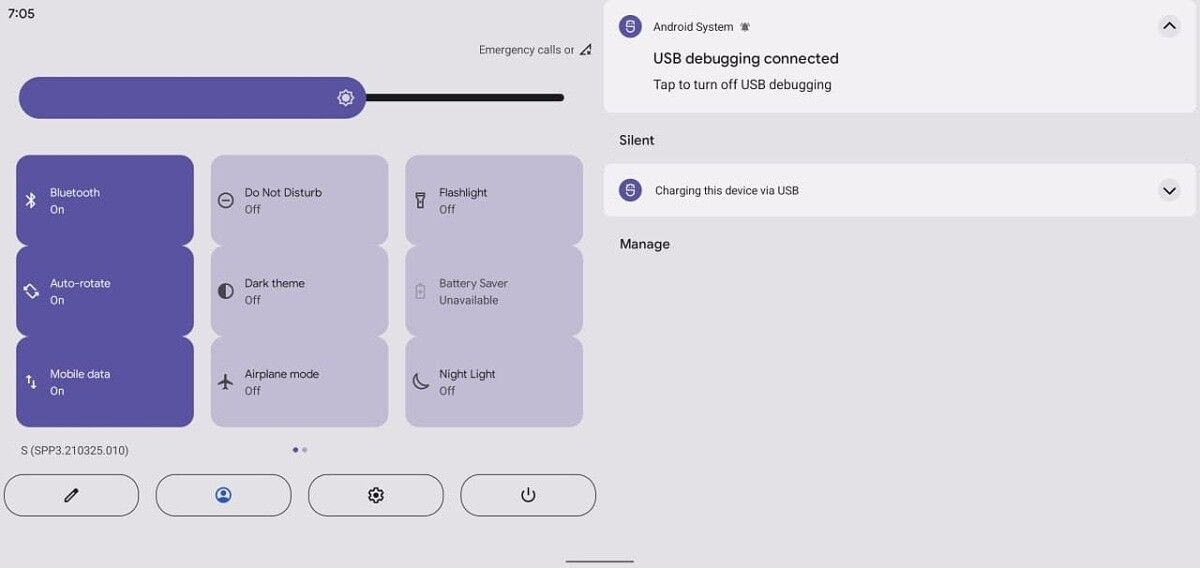 Android 12 DP3 Quick Settings UI for tablets