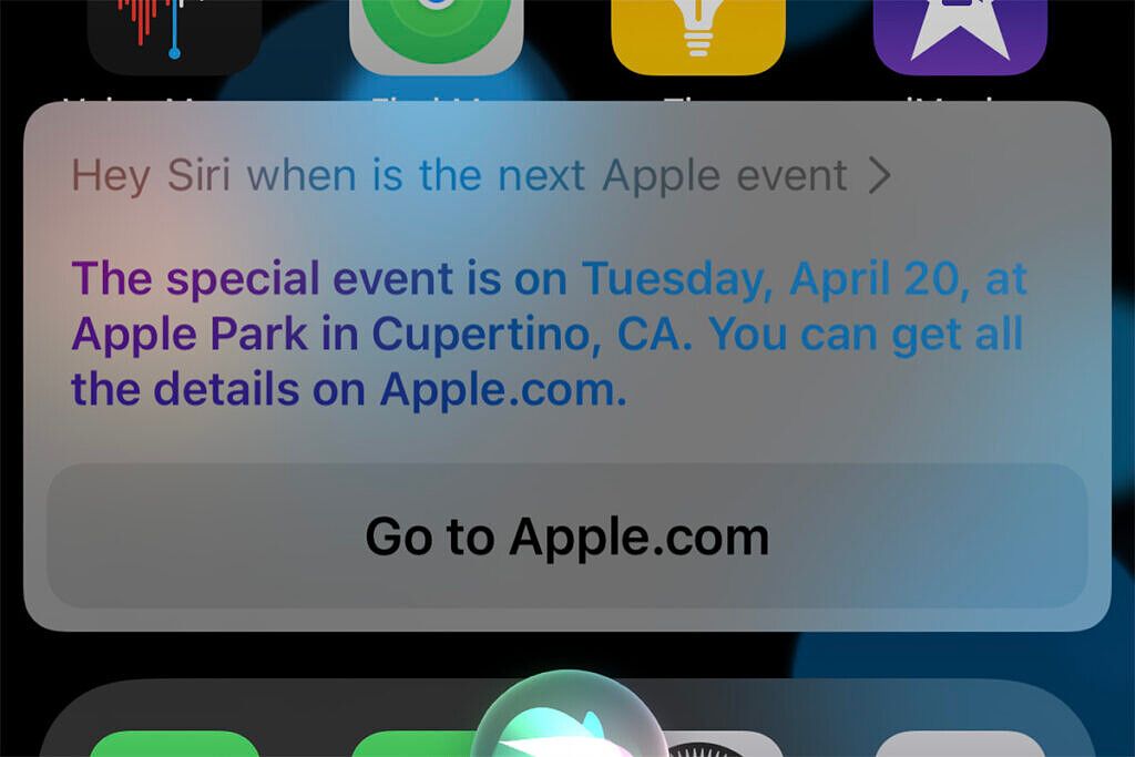 Apple Event April 2021 Siri message