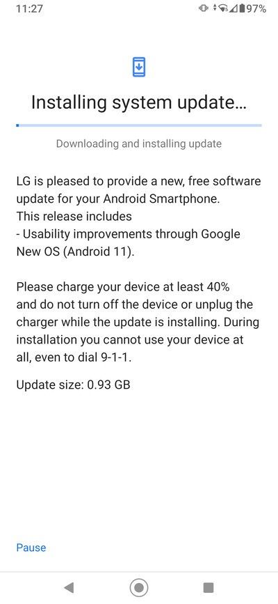 LG G7 One Android 11 OTA