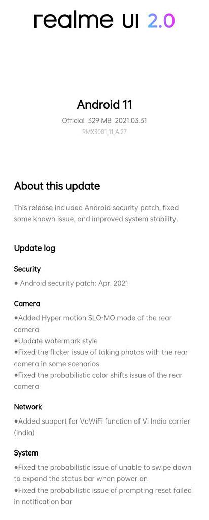 Realme 8 Pro UI 2.0 April security patches update 