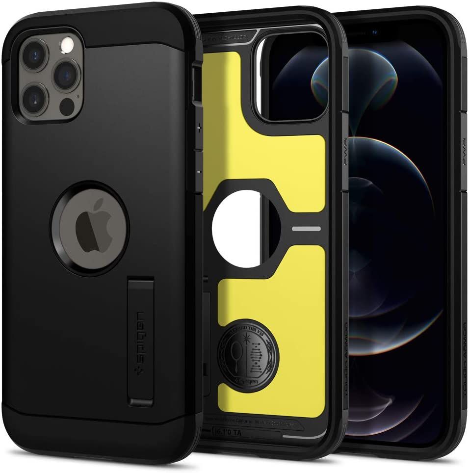 Featuring a TPU bumper and polycarbonate back, the Spigen Tough Armor will keep your iPhone 12 safe against accidental drops and scratches. The Air Cushion technology adds an extra layer of shock resistance and you also get a reinforced kickstand.
