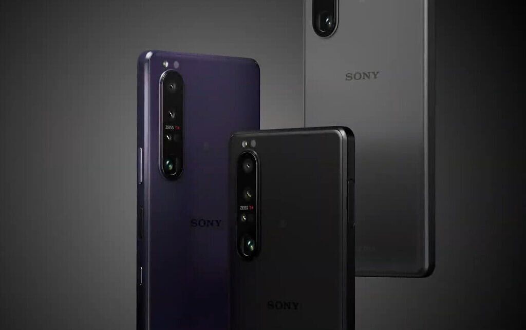 Xperia 1 III shown in black, purple and grey colors