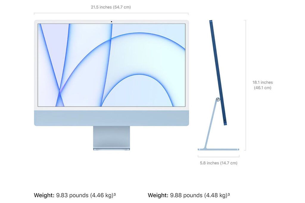 24-inch iMac showing dimensions