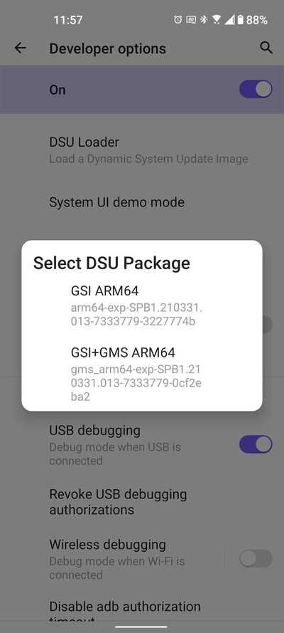 Installing Android 12 Beta GSI using DSU loader