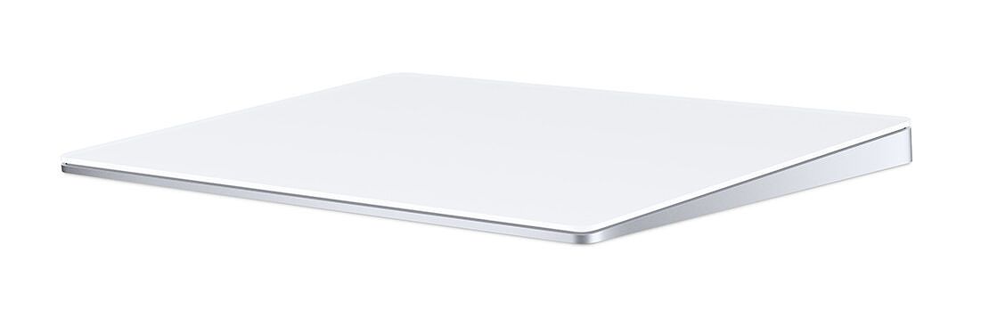 Le Magic Trackpad d'Apple est sans fil et rechargeable, et est disponible en noir et blanc.