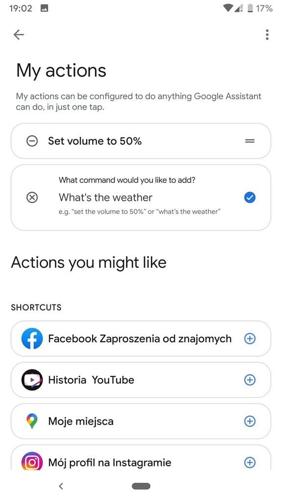 Google Assistant My Actions settings screen