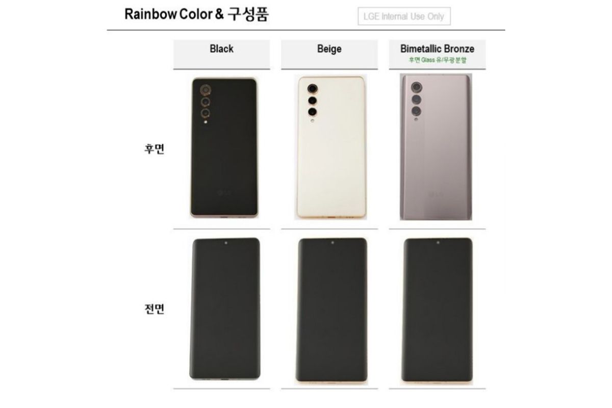 Internal document showing three colors of the unreleased LG Rainbow