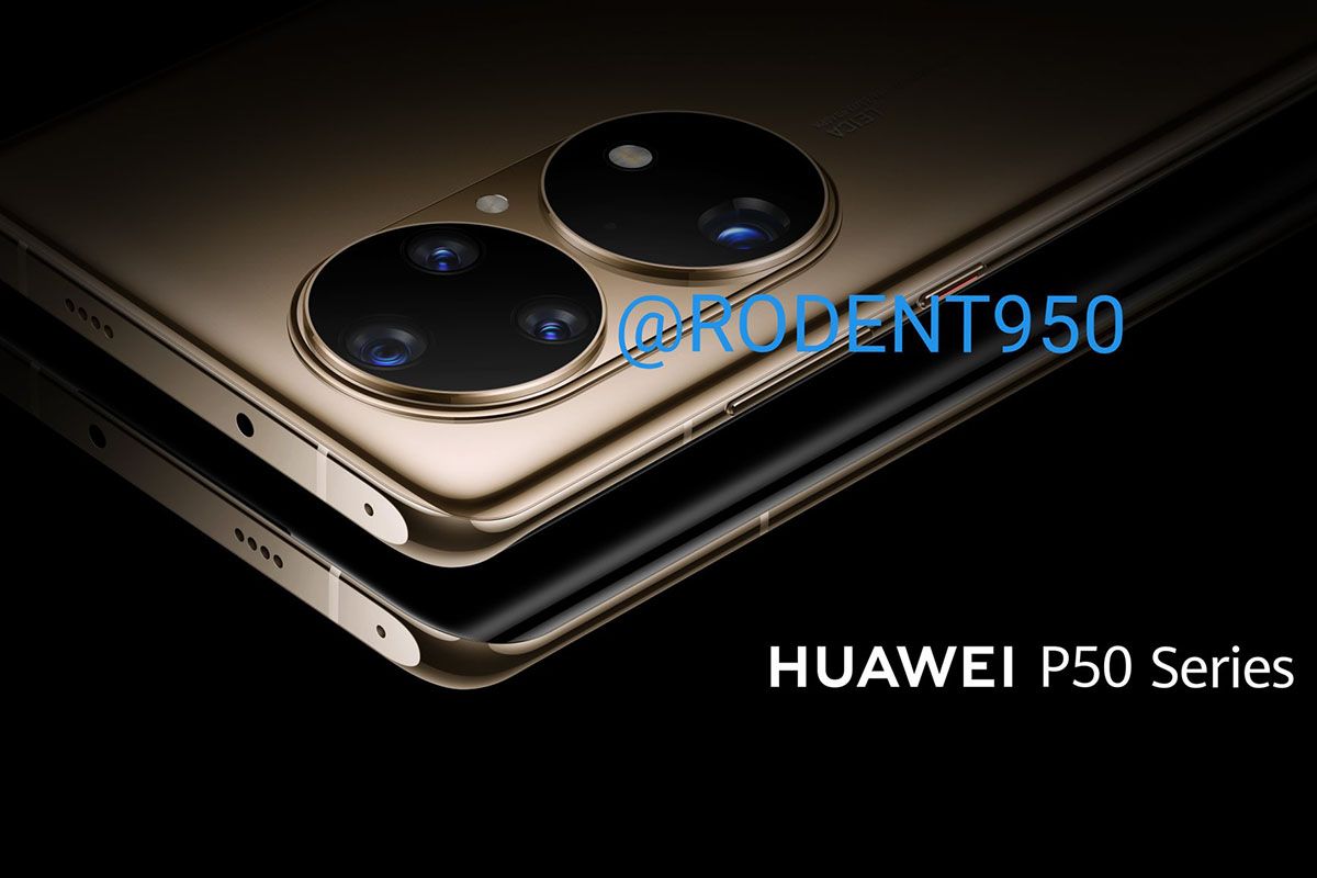 Leaked render of the Huawei P50 showing its top half