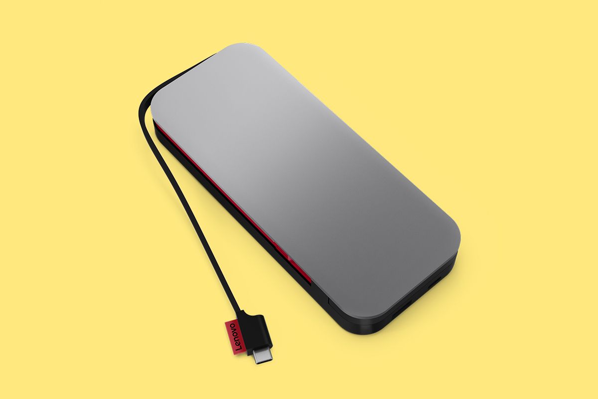 Lenovo Go USB-C Laptop Power Bank with cable extended
