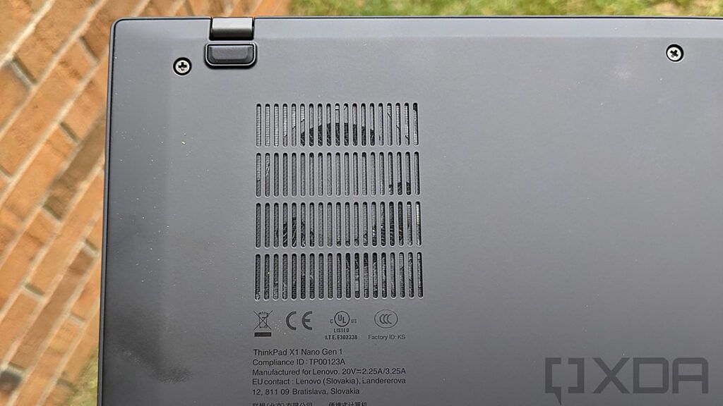 Close up of Lenovo ThinkPad X1 Nano fan