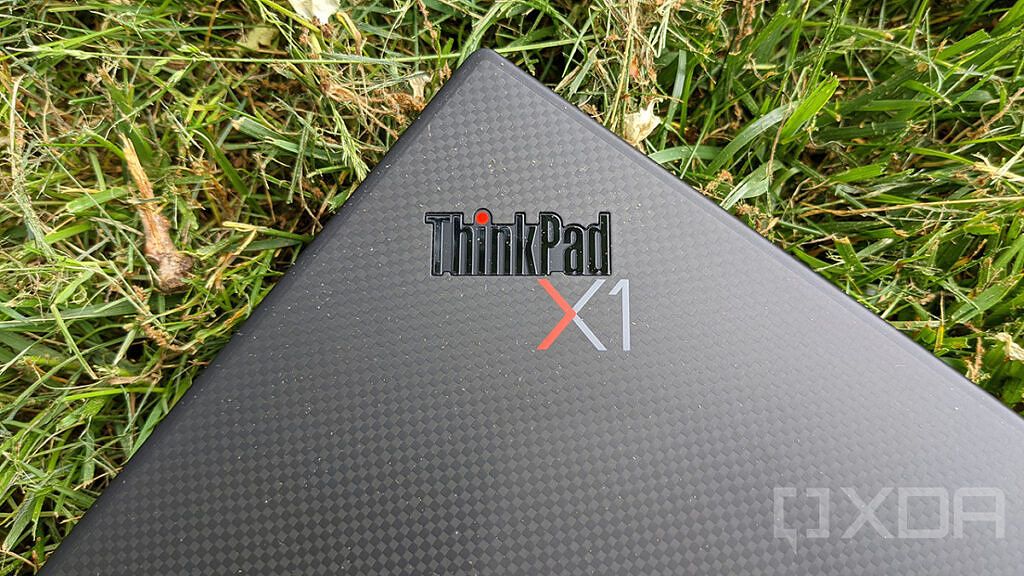 Close up of ThinkPad X1 logo