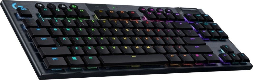 An excellent slim, low profile tenkeyless mechanical keyboard featuring a premium compact design and RGB lighting. It supports Logitech's custom wireless connection, Bluetooth, or a wired connection.