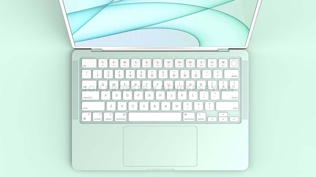 MacBook render color green keyboard open